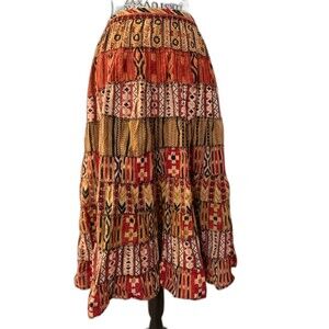 Sacred Threads Boho Tribal Eclectic Patchwork Tiered Maxi Skirt